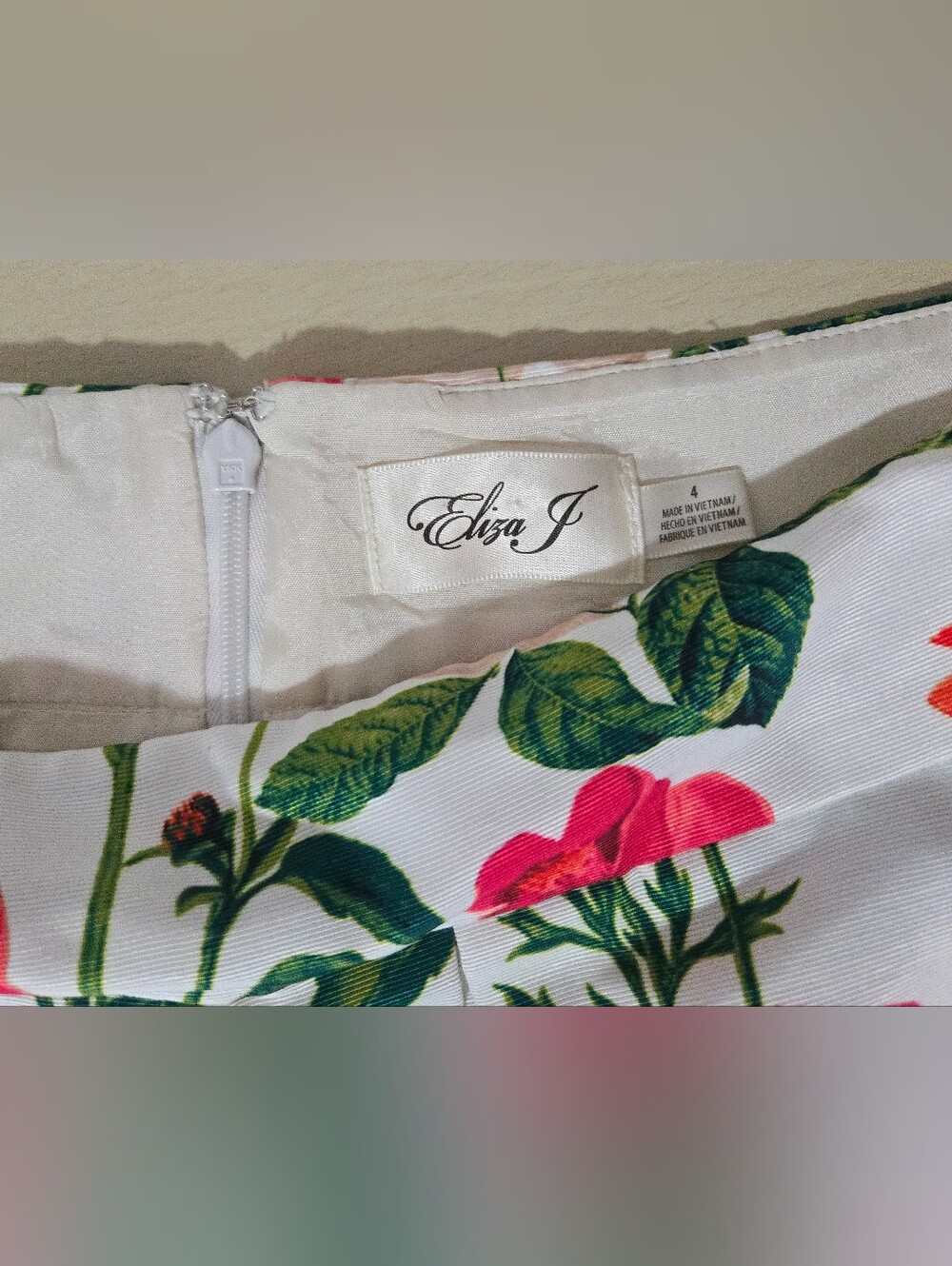 Vintage Eliza J Pleated A-Line Skirt - Botanical - Box Pleats - Tulle - Size 4 - Picture 7 of 12